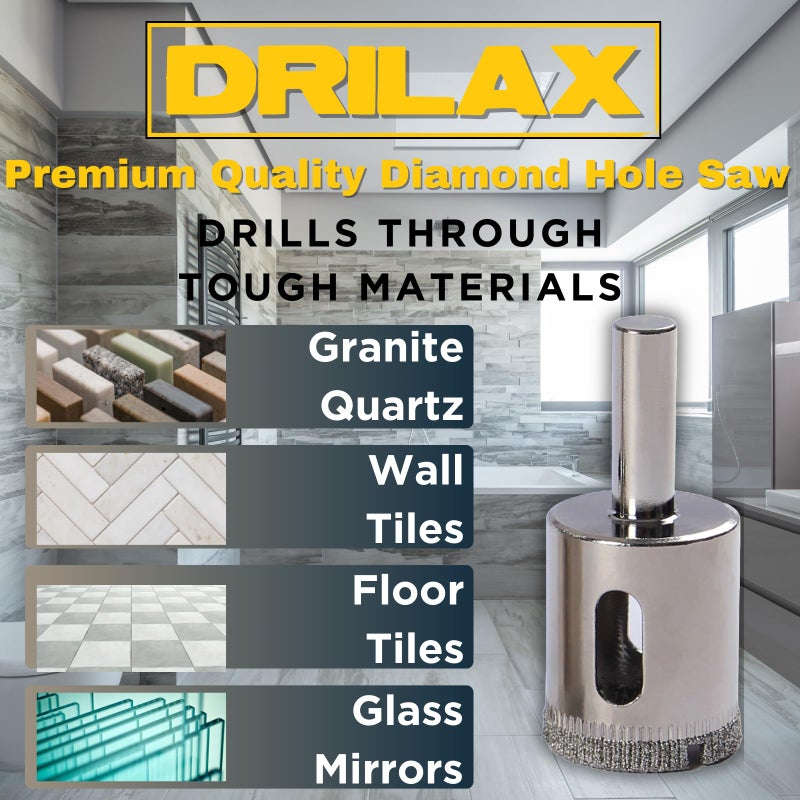 Drilax 7/8 Inch Diamond Drill Bit for Ceramic, Glass, Porcelain Tile, Granite & Stone â€“ Wet Diamond Core Drill Bit for RO Faucets, Countertops, Planters & Drain Holes - Image 3